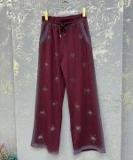 Bayan Taş Detaylı Pantolon Bordo