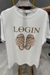 Bayan Login Paris Yazılı Tişört Beyaz