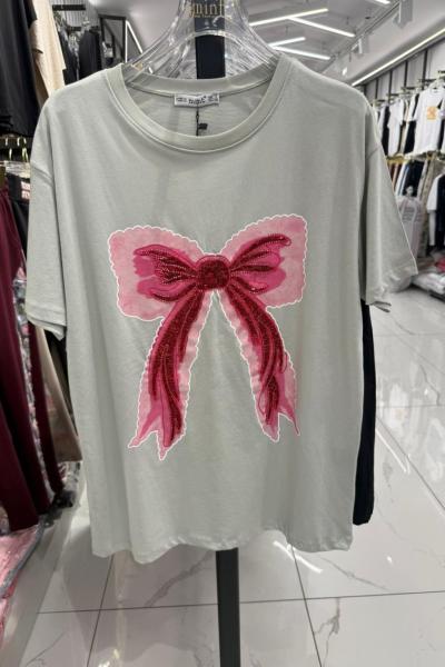 BAYAN BÜYÜK FİYONKLU TİŞÖRT  Mint Yeşili