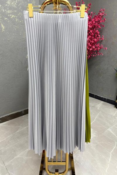 BAYAN PİLİSELİ ETEK Gri