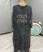 BAYAN YIKAMALI MIU YAZILI ELBİSE  Antrasit