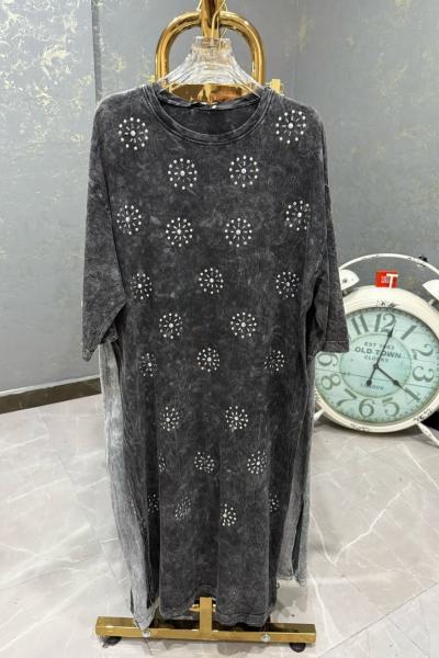 BAYAN YIKAMALI DAMLA DETAYLI ELBİSE  Antrasit