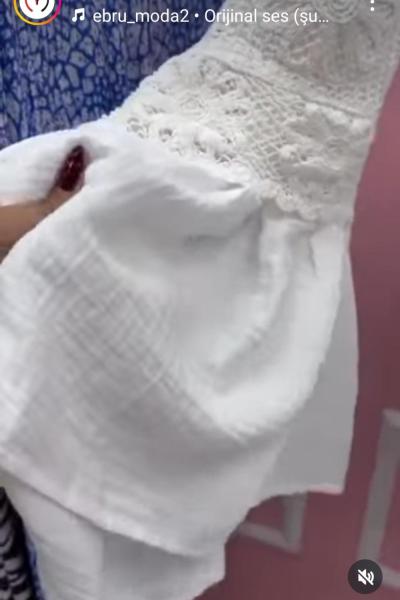 İp askılı bayan bluz  Beyaz