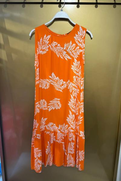 BAYAN  ÇİÇEKLİ ELBİSE Turuncu