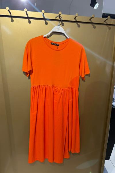 YARIM KOL PENYE YAZLIK ELBİSE  Turuncu