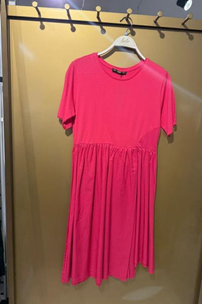 YARIM KOL PENYE YAZLIK ELBİSE  Pembe