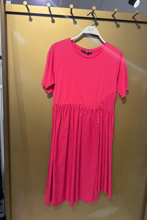 YARIM KOL PENYE YAZLIK ELBİSE  Pembe