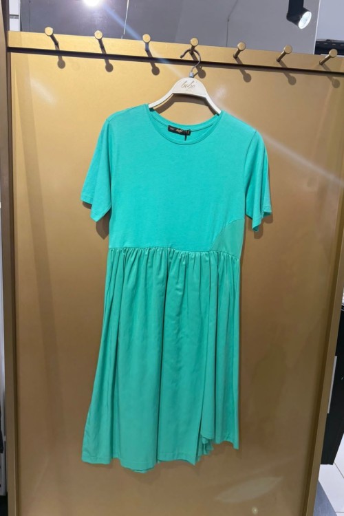YARIM KOL PENYE YAZLIK ELBİSE  Turkuaz