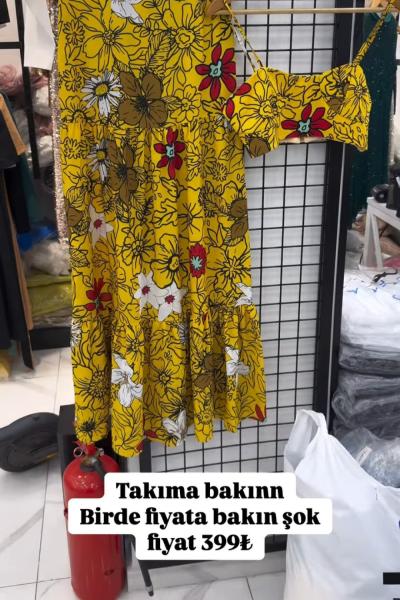 BAYAN ETEKLİ İKİLİ TAKIM  Sarı