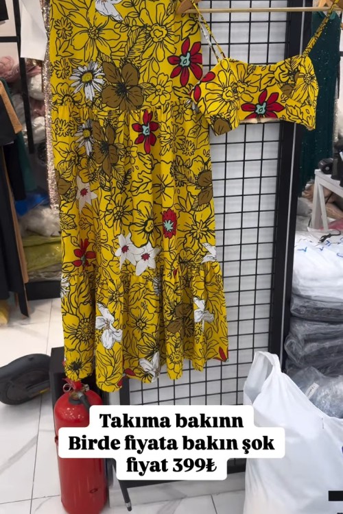 BAYAN ETEKLİ İKİLİ TAKIM  Sarı