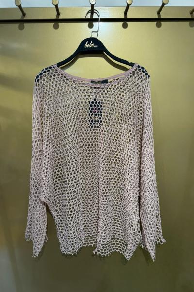 BAYAN FİLE DETAYLI TİŞÖRT  Pembe