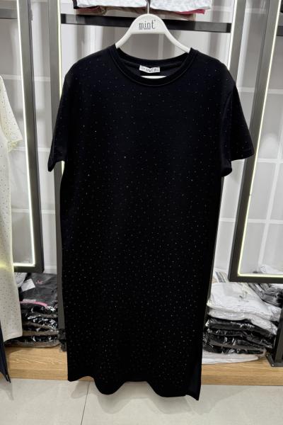 BAYAN ÖN FULL TAŞLI ELBİSE  Siyah