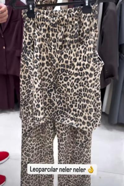 LEOPARLI BAYAN ASKILI İKİLİ TAKIM  Kahverengi