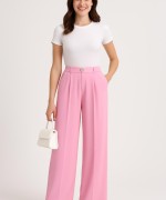 BAYAN YUKSEK BEL PANTOLON  Pembe