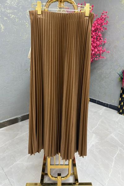 BAYAN PİLİSELİ ETEK Kahverengi