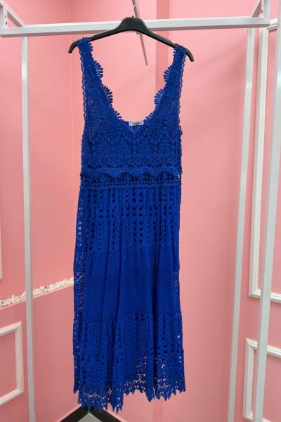 BAYAN DANTEL DETAY İTHAL ELBİSE Mavi