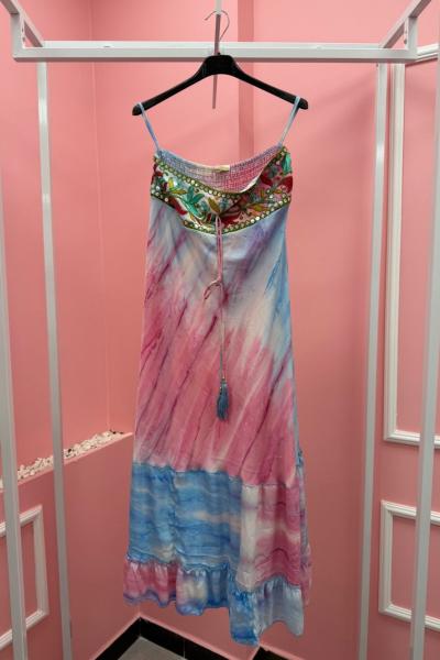 BAYAN İP ASKILI İTHAL ELBİSE  Mavi