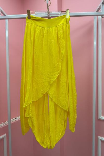 BAYAN İTHAL TASARIM ŞALVAR PANTOLON  Sarı