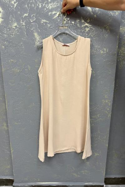 BAYAN SIFIR KOL ELBİSE  Sütlü Kahve