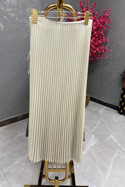 BAYAN PİLİSELİ ETEK Krem