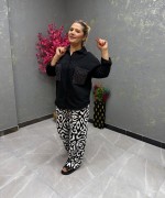 BAYAN DESENLİ PANTOLON  Siyah