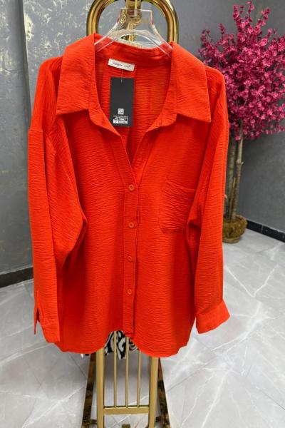 BAYAN MİYASE OVERSİZE GÖMLEK  Nar Çiçeği