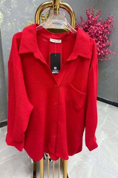 BAYAN MİYASE OVERSİZE GÖMLEK  Kırmızı