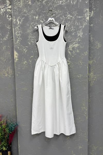 BAYAN ALO YAZILI BALON ELBİSE  Beyaz