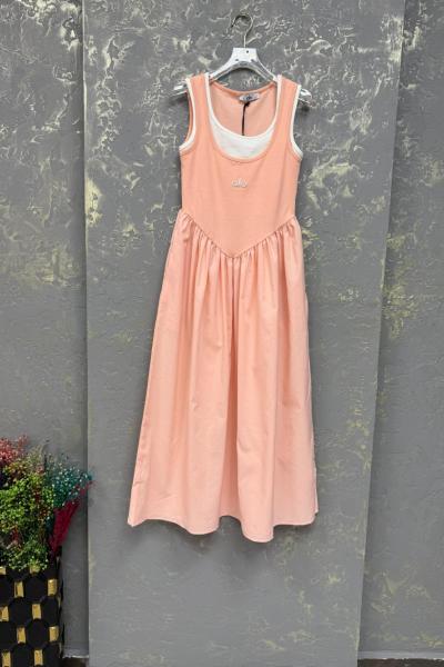 BAYAN ALO YAZILI BALON ELBİSE  Somon