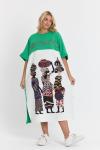 MAMA AFRİCA BASKILI BÜYÜK BEDEN ELBİSE Yeşil