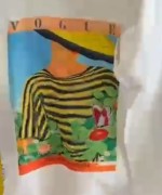 BAYAN VOGUE YAZILI BÜYÜK BEDEN TASARIM BLUZ Beyaz