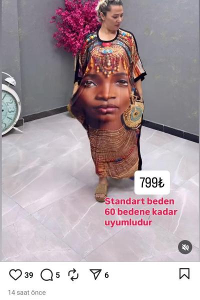 BAYAN DİJİTAL BASKI TASARIM ELBİSE  Siyah