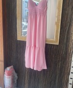 İP ASKILI BÜSTİYER GÖRÜNÜMLÜ ELBİSE Pembe