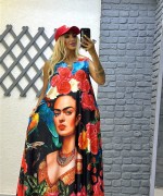 BAYAN GÜL DESENLİ ELBİSE Siyah