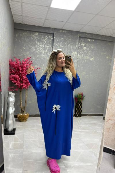 BAYAN STANDART BEDEN ELBİSE  Saks Mavisi