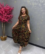 BAYAN ETNİK DESEN ELBİSE Yeşil