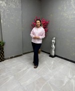 Bayan full taşlı tasarım gömlek Pembe