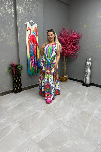 BAYAN RENKLİ ELBİSE  Beyaz