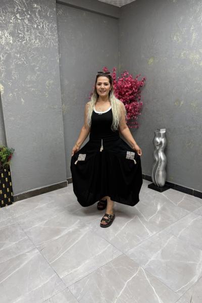 BAYAN TASARIM ŞALVAR ETEK Siyah
