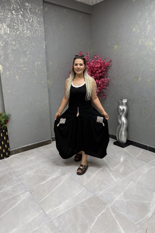 BAYAN TASARIM ŞALVAR ETEK Siyah