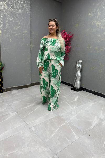 BAYAN OMUZ LASTİKLİ İKİLİ TAKIM  Yeşil