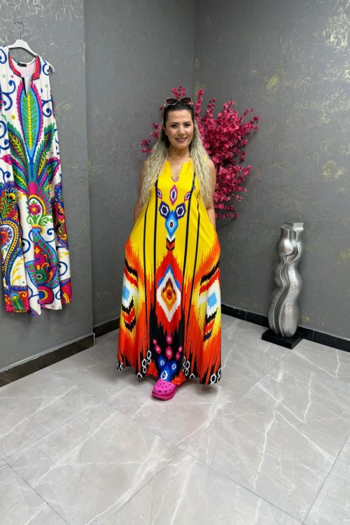 BAYAN RENKLİ ELBİSE  Sarı