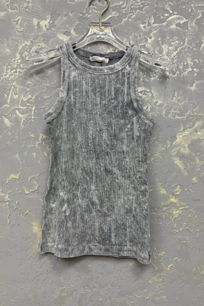 BAYAN YIKAMALI SARKIK TAŞLI ATLET Gri