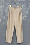 BAYAN BEL PİLELİ HAVUÇ PANTOLON  Bej