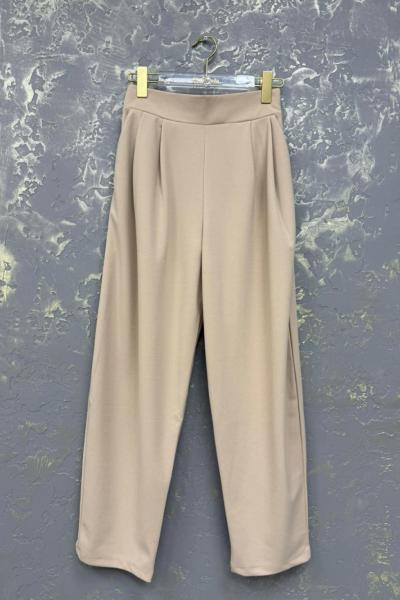 BAYAN BEL PİLELİ HAVUÇ PANTOLON  Bej