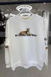 KOL LEOPAR YAZILI SARDONSUZ SWEAT 65 CM Beyaz