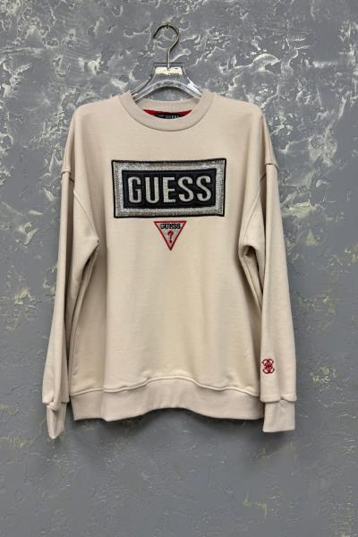 GES YAZLI TAŞLI KOL DETAYLI ŞARDONSUZ SWEAT 65 CM  Bej