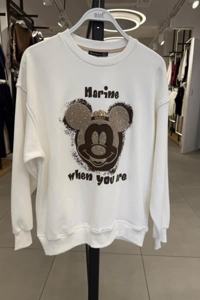 MARINE MCKY ŞARDONSUZ SWEAT 65 CM  Beyaz