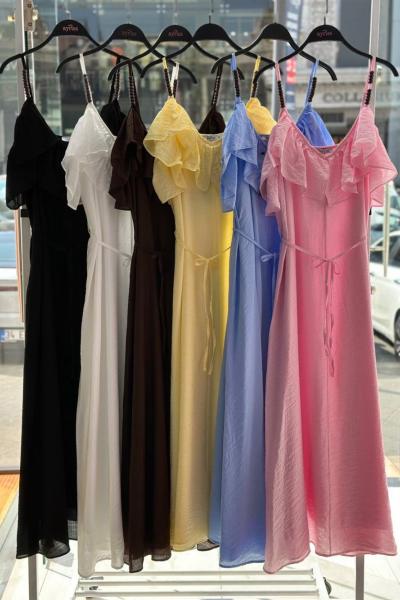 FIRFIR ÜST DETAYLI ELBİSE  Pembe