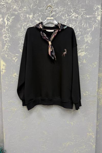 FULAR DETAYLI TASARIM SWEAT  Siyah